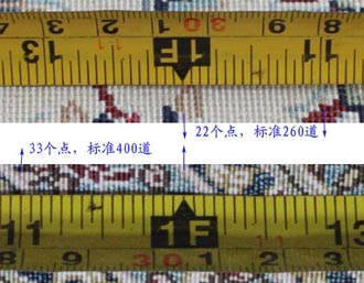 手工地毯打结密度与道数对比图